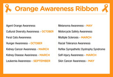 Load image into Gallery viewer, 25 Pack Satin Orange Ribbon Awareness Pins (25 Pins) - Fundraising For A Cause