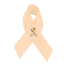 Load image into Gallery viewer, 25 Pack Satin Peach Ribbon Awareness Pins (25 Pins) - Fundraising For A Cause