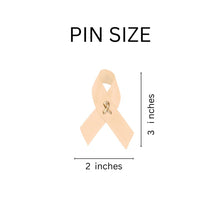 Load image into Gallery viewer, 25 Pack Satin Peach Ribbon Awareness Pins (25 Pins) - Fundraising For A Cause