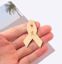 Load image into Gallery viewer, 25 Pack Satin Peach Ribbon Awareness Pins (25 Pins) - Fundraising For A Cause