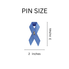 Load image into Gallery viewer, 25 Pack Satin Periwinkle Ribbon Awareness Pins (25 Pins) - Fundraising For A Cause