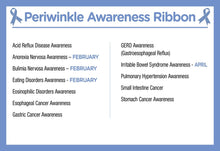 Load image into Gallery viewer, 25 Pack Satin Periwinkle Ribbon Awareness Pins (25 Pins) - Fundraising For A Cause