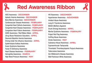 25 Pack Satin Red Ribbon Awareness Pins (25 Pins) - Fundraising For A Cause