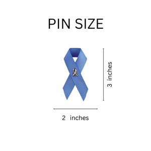 25 Pack Satin Stomach Cancer Awareness Periwinkle Ribbon Pins (25 Pins) - Fundraising For A Cause