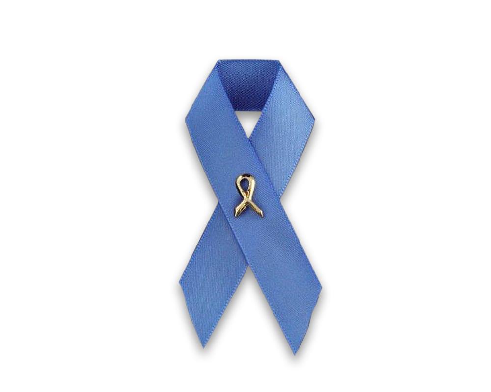 25 Pack Satin Stomach Cancer Awareness Periwinkle Ribbon Pins (25 Pins) - Fundraising For A Cause