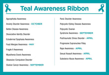 Load image into Gallery viewer, 25 Pack Satin Teal Ribbon Awareness Pins (25 Pins) - Fundraising For A Cause