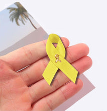 Load image into Gallery viewer, 25 Pack Satin Yellow Ribbon Awareness Pins (25 Pins) - Fundraising For A Cause