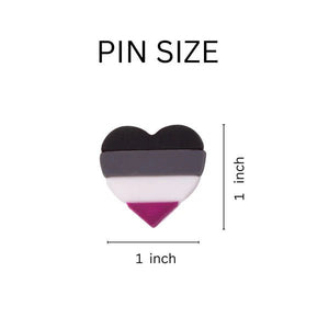 25 Pack Silicone Asexual LGBTQ Pride Heart Pins (25 Pins) - Fundraising For A Cause