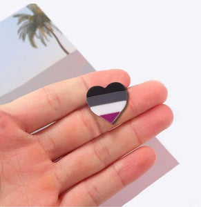 25 Pack Silicone Asexual LGBTQ Pride Heart Pins (25 Pins) - Fundraising For A Cause