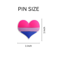 Load image into Gallery viewer, 25 Pack Silicone Bisexual Pride Flag Heart Pins (25 Pins) - Fundraising For A Cause