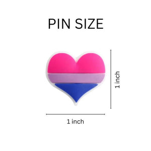 25 Pack Silicone Bisexual Pride Flag Heart Pins (25 Pins) - Fundraising For A Cause