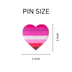 25 Pack Silicone Lesbian Pride Heart Pins (25 Pins) - Fundraising For A Cause