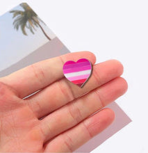 Load image into Gallery viewer, 25 Pack Silicone Lesbian Pride Heart Pins (25 Pins) - Fundraising For A Cause