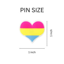 Load image into Gallery viewer, 25 Pack Silicone Pansexual Flag Pride Heart Pins (25 Pins) - Fundraising For A Cause