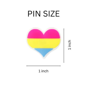 25 Pack Silicone Pansexual Flag Pride Heart Pins (25 Pins) - Fundraising For A Cause