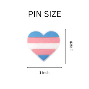 25 Pack Silicone Transgender Pride Heart Pins (25 Pins) - Fundraising For A Cause