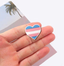 Load image into Gallery viewer, 25 Pack Silicone Transgender Pride Heart Pins (25 Pins) - Fundraising For A Cause