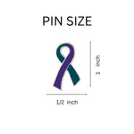 25 Pack Teal & Purple Ribbon Awareness Pins (25 Pins) - Fundraising For A Cause