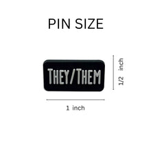 Load image into Gallery viewer, 25 Pack They Them Black Rectangle Pronoun Silicone Pins (25 Pins) - Fundraising For A Cause