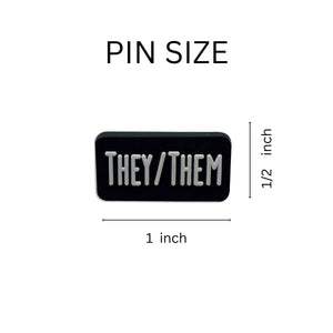 25 Pack They Them Black Rectangle Pronoun Silicone Pins (25 Pins) - Fundraising For A Cause