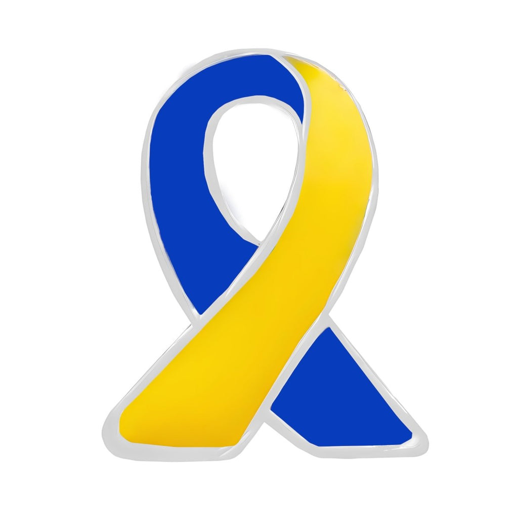 25 Pack Ukraine Support Blue & Yellow Ribbon Lapel Pins (25 Pins) - Fundraising For A Cause