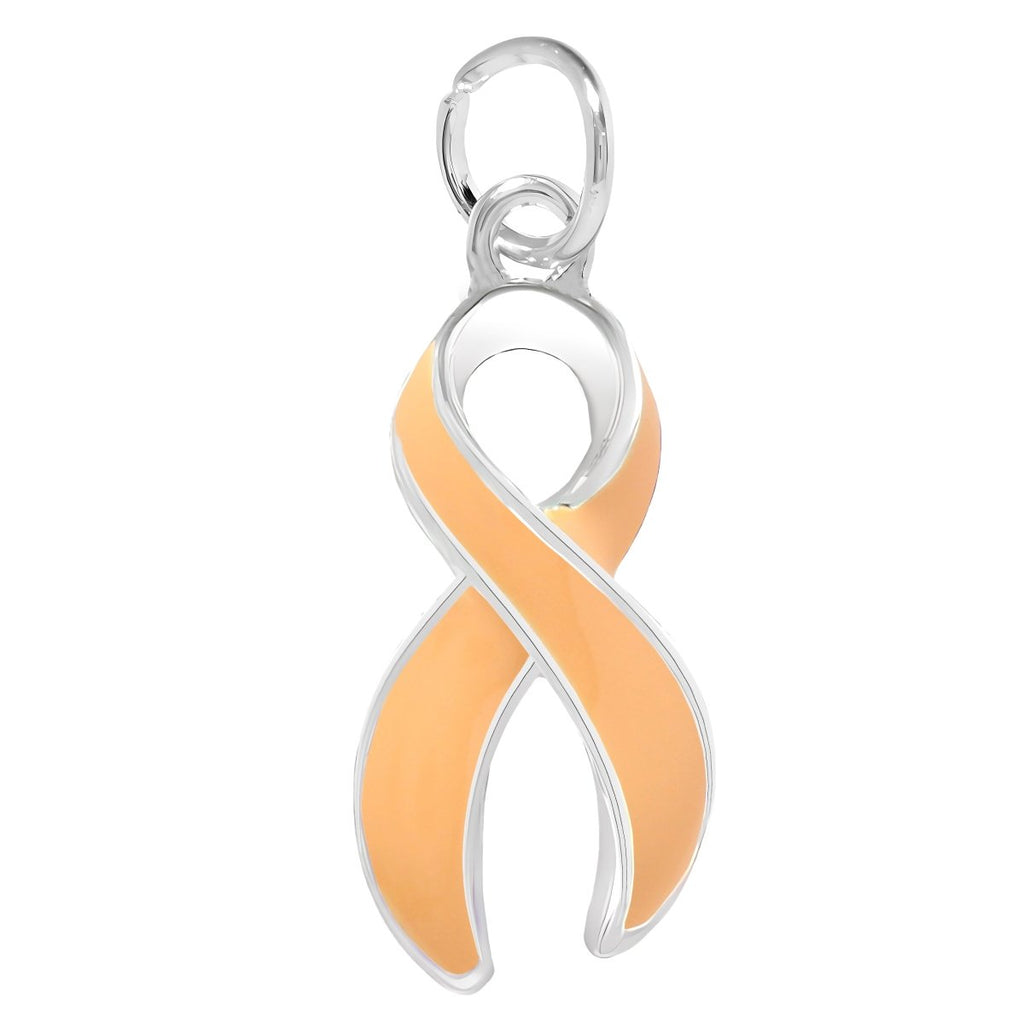 25 Pack Uterine Cancer Peach Ribbon Charms (25 Charms) - Fundraising For A Cause