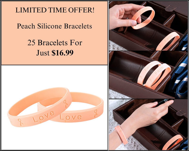 25 Peach Silicone Bracelets - $16.99 - Fundraising For A Cause