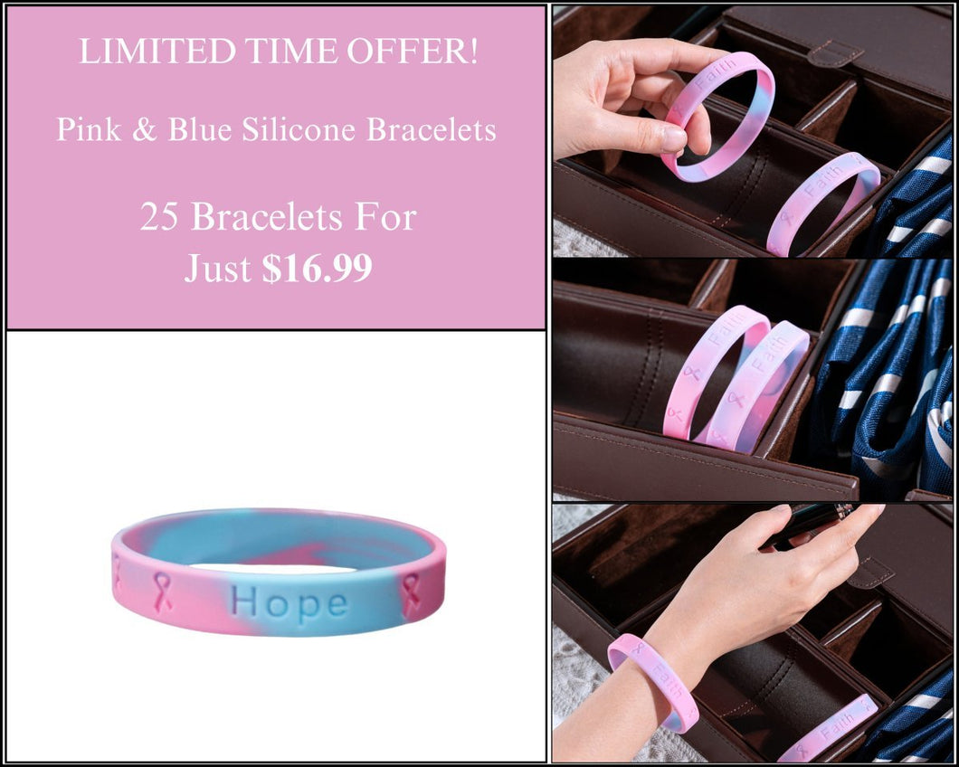 25 Pink & Blue Silicone Bracelets - $16.99 - Fundraising For A Cause