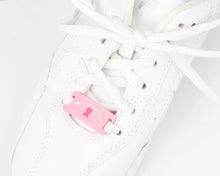 Load image into Gallery viewer, 25 Pink Ribbon Walk For The Cure Shoe Lace Charms - Fundraising For A Cause