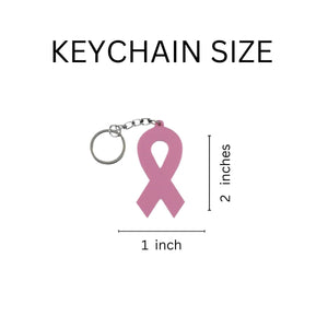 25 Pink Silicone Ribbon Keychains - Fundraising For A Cause