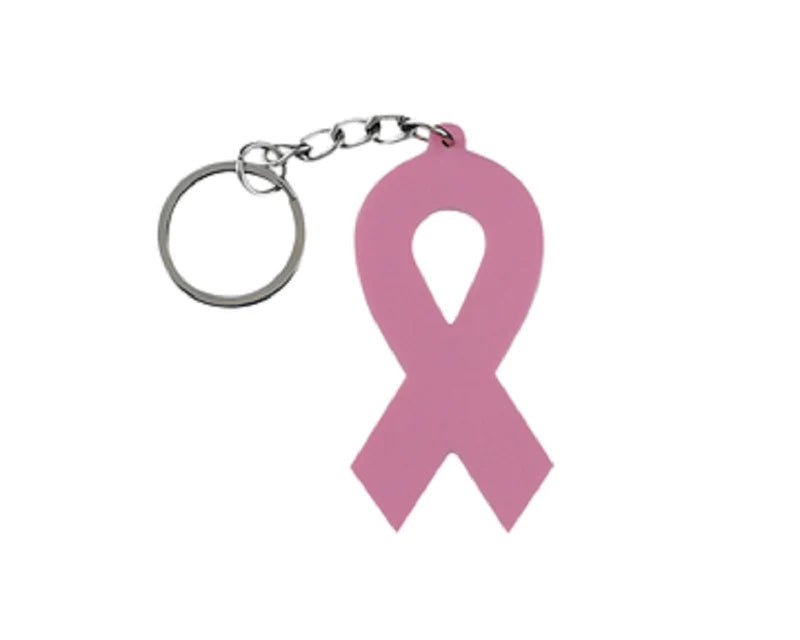 25 Pink Silicone Ribbon Keychains - Fundraising For A Cause