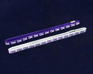 25 Purple Ribbon Stretch Headband Cards (1 Card with 2 Headbands) - Fundraising For A Cause