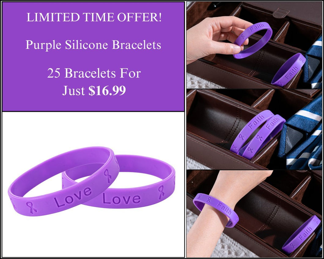 25 Purple Silicone Bracelets - $16.99 - Fundraising For A Cause