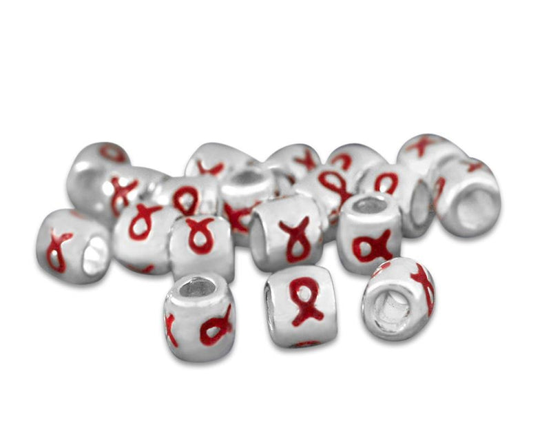 25 Red Ribbon Barrel Charms - Fundraising For A Cause