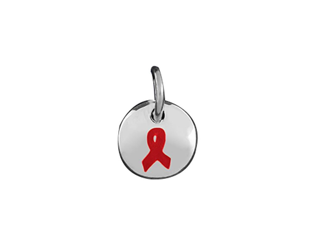 25 Red Ribbon Circle Charms - Fundraising For A Cause