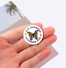 Load image into Gallery viewer, 25 Round Autism Awareness Butterfly Button Pins - Fundraising For A Cause