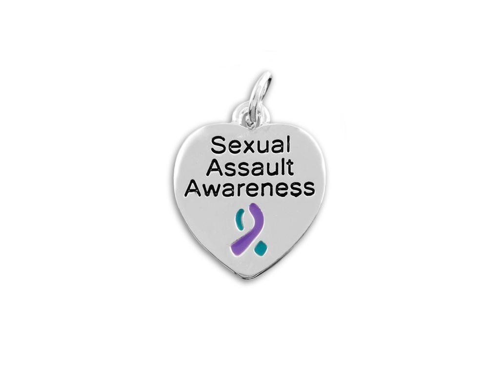 25 Sexual Assault Awareness Heart Charms - Fundraising For A Cause