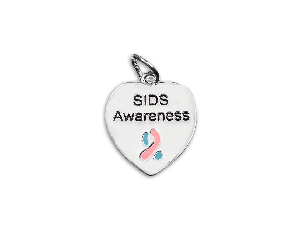 25 SIDS Awareness Pink & Blue Ribbon Heart Charms - Fundraising For A Cause