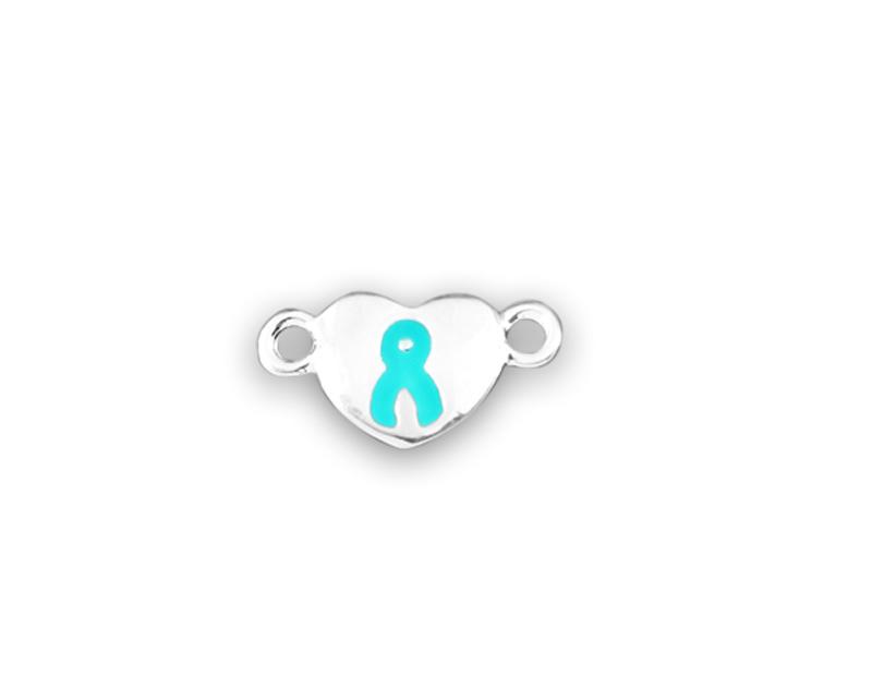 25 Silver Heart Teal Ribbon Charms - Fundraising For A Cause