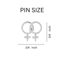 Load image into Gallery viewer, 25 Silver Same Sex Female (Lesbian) Symbol Pins - Fundraising For A Cause