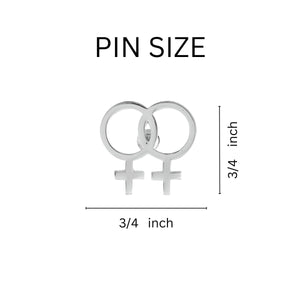 25 Silver Same Sex Female (Lesbian) Symbol Pins - Fundraising For A Cause