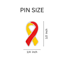 Load image into Gallery viewer, 25 Small Flat Red &amp; Yellow Ribbon Pins - Fundraising For A Cause