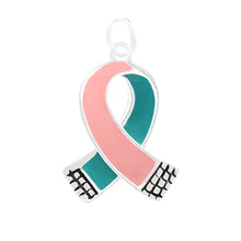 Load image into Gallery viewer, 25 Small Pink &amp; Teal Ribbon Charms - Fundraising For A Cause