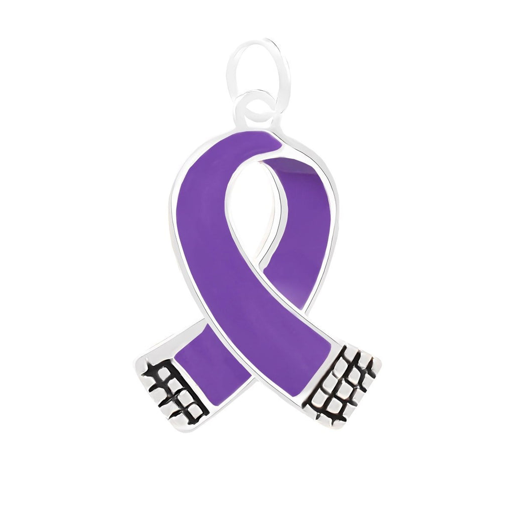 25 Small Purple Ribbon Charms - Fundraising For A Cause