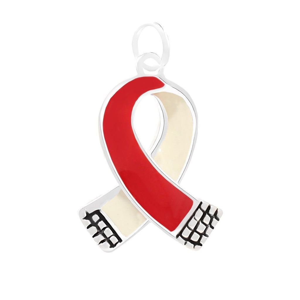 25 Small Red & White Ribbon Charms - Fundraising For A Cause