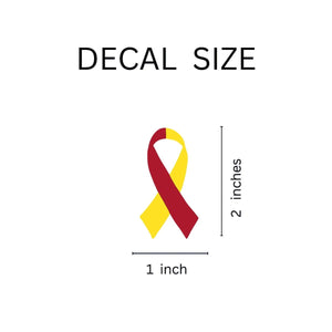 25 Small Red & Yellow Ribbon Decals - Fundraising For A Cause