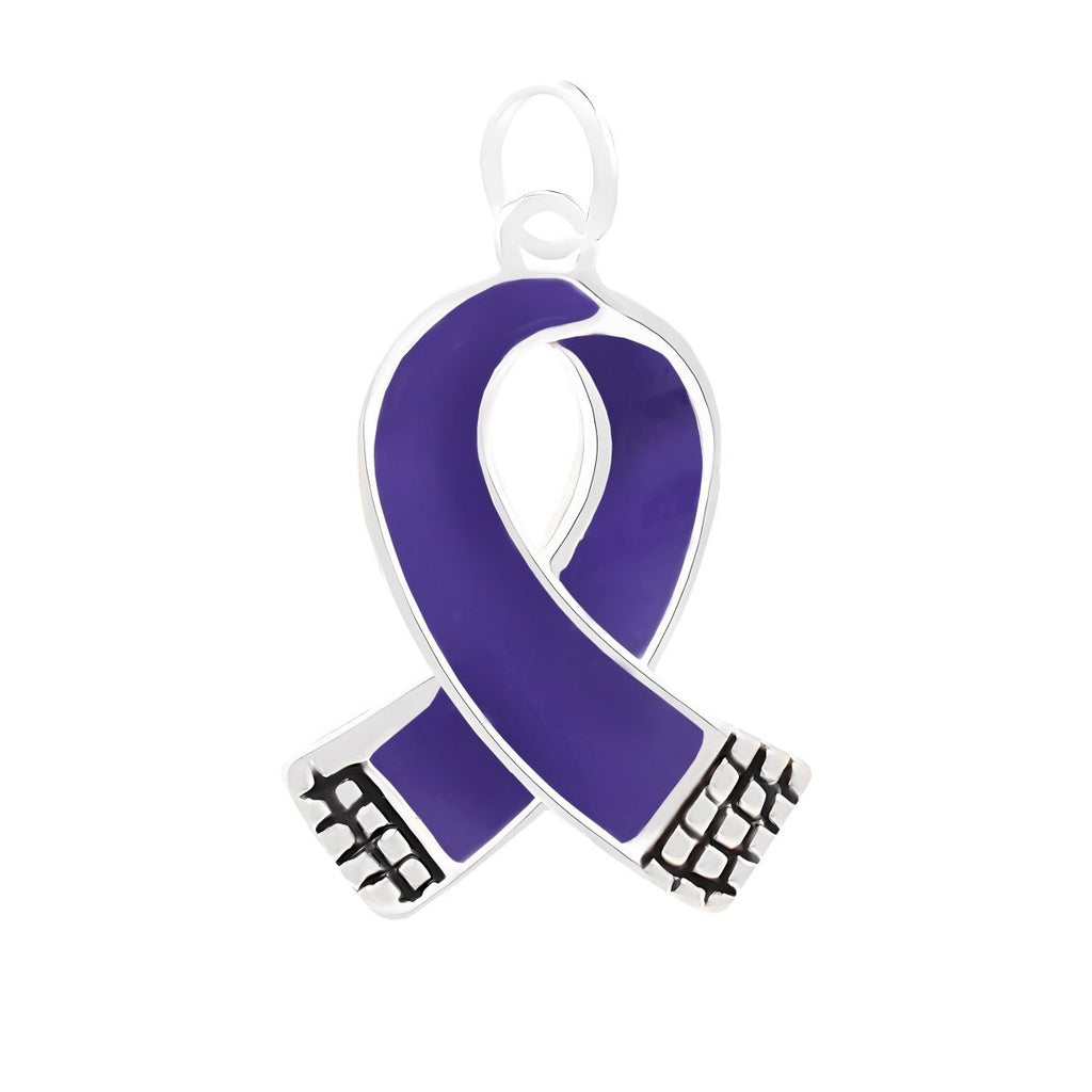 25 Small Violet Ribbon Charms - Fundraising For A Cause