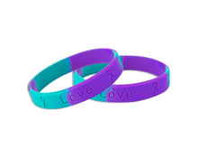 Load image into Gallery viewer, 25 Teal &amp; Purple Silicone Bracelets - $16.99 - Fundraising For A Cause