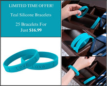 Load image into Gallery viewer, 25 Teal Silicone Bracelets - $16.99 - Fundraising For A Cause