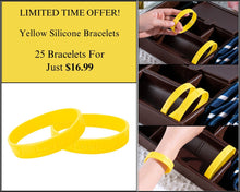 Load image into Gallery viewer, 25 Yellow Silicone Bracelets - $16.99 - Fundraising For A Cause